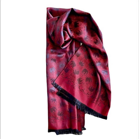 Accessories - UNISEX SILK IRIDESCENT ELEPHANTS SCARF / RUNNER / WRAP / THROW